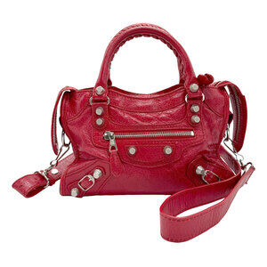 Balenciaga Giant City Shoulder Bag Handbag Red Leather